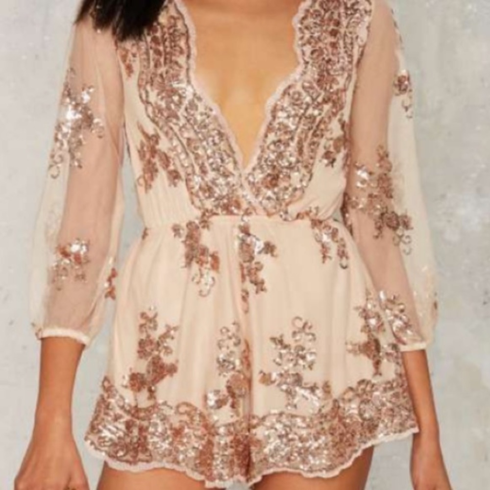 gold sequin romper